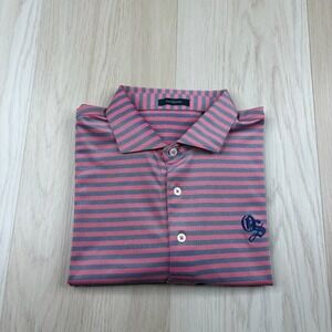 Turtleson Mens Pink Striped Old Sandwich Golf Club Performance Polo Shirt Size L